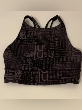 lululemon athletica Black Logo-Print High Neck Sports Bra